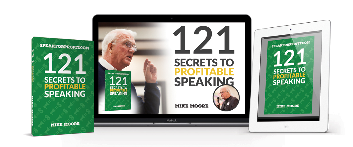 Photo of Front page of Mike's book 121 Secrets to Profitable Speaking